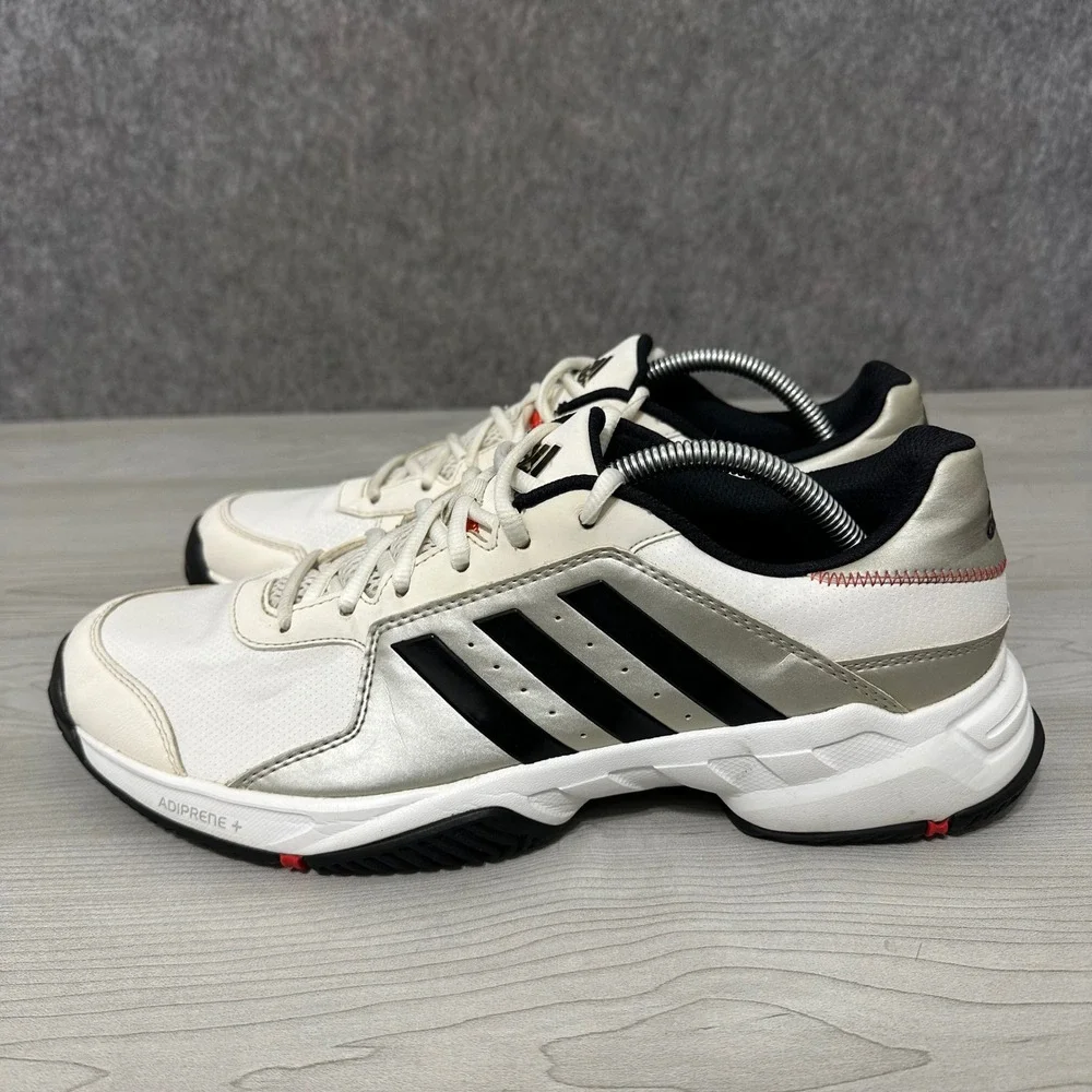 Adidas Barricade Court Mens 11 White Silver Tennis Shoes Adiprene Sneaker
